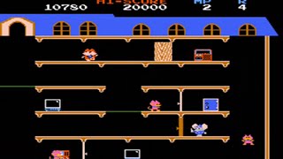 Mappy  Nes  Full Playthrough  No Hits Run [upl. by Asined]