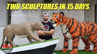 2 LIFE SIZE Sculptures in 15 DAYS for the Goodyear Cotton Bowl [upl. by Netsrejk358]