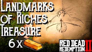 RDR2 Landmarks of Riches Treasure  EASY 6x Gold Bars 3000 Map Locations and Full Guide [upl. by Yeslah]