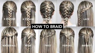 10 Basic Braids For Beginners  Easy DIY Tutorial [upl. by Goles]