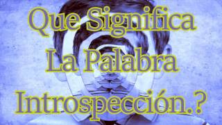 Que Significa La Palabra Introspección [upl. by Jarret]