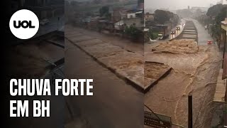 Chuva forte em BH causa inundações e arrasta veículos [upl. by Alexei]