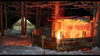 Winter Camping For 5 Days in a Hot Tent and Super Shelter [upl. by Anilatac]