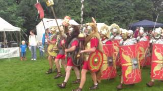 Roman Reenactment at the Amphitheatre in Caerleon Marching In [upl. by Hannahs]