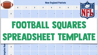 Football Squares Template Spreadsheet Super Bowl Squares for Google Sheets [upl. by Nileuqaj]