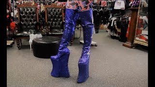 Trying To Walk In Massive 135 Inch Platform Heavy Rock Cosplay Glitter Boots [upl. by Sams713]