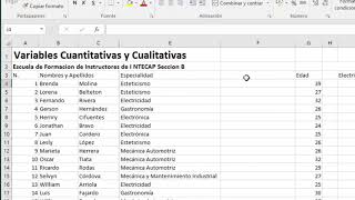 Variable cuantitativa y cualitativa en Excel [upl. by Lamaaj]