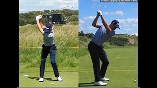 Justin Thomas golf swing  Long Iron faceon amp downtheline July 2017 [upl. by Weixel]