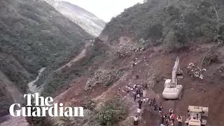 People swept away by mudslide as mountainside collapses in Bolivia [upl. by Adnilav50]