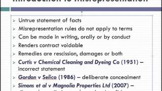 Misrepresentation Lecture 1 of 4 [upl. by Macdonell]