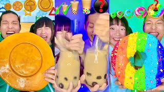 Rainbow Small to Giant Food Challenge Compilation Squid game Food🥵bubble tea boba Part6 [upl. by Winther]