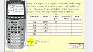 Apportionment HuntingtonHill Method [upl. by Nahttam]