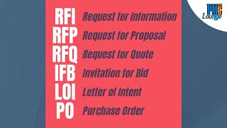 Procurement Documents  RFP RFI RFQ IFB LOI PO [upl. by Solange]