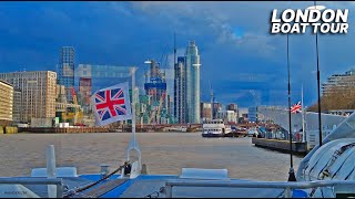 LONDON Boat Tour 🇬🇧  River Thames cruise w Uber Boat ⛴  Canary Wharf Tower Bridge amp Westminster [upl. by Cogswell]