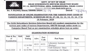 DSSSB Official Examination Schedule Released Dsssb Official Exam Date Announced [upl. by Nolrak692]