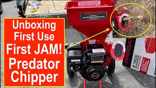 Unboxing  First Use  First JAM PREDATOR Chipper Shredder 65 212cc Harbor Freight [upl. by Rozek]