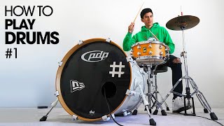 HOW TO PLAY DRUMS  Beginner Drum Lesson 1 [upl. by Garrik]