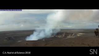 Watch Kilaueas summit caldera collapse  Science News [upl. by Winwaloe]