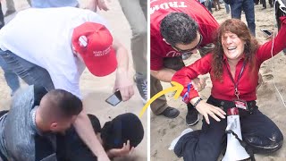 Masked Jerks Attack Female Trump Supporter Then Instantly Regret It [upl. by Esiole]