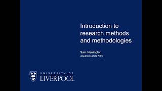 Introduction to research methods and methodologies [upl. by Drolet]