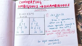 Lecture 11 Ambiguous to unambiguous Grammar in Compiler Design [upl. by Gessner]