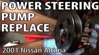 Nissan Altima Power Steering Pump Replace DIY [upl. by Esdras]