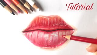 How To Draw Lips  Colored Pencil Tutorial [upl. by Lateh]