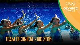 Artistic Swimming Team Tech  Rio 2016 Replays [upl. by Crescint]