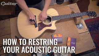 How to correctly restring your acoustic  Guitarcom DIY [upl. by Roath292]