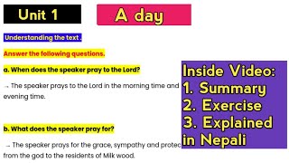 A day Poem Exercise  Class 12 English Question Answers [upl. by Ormand]