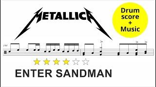 Metallica  Enter Sandman DRUM SCORE  MUSIC [upl. by Berget652]