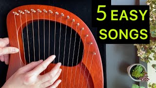 5 EASY LYRE Songs in 5 Minutes  BEGINNER Lyre Harp Tutorial [upl. by Aivatco]