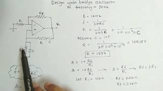 Design question Wein Bridge oscillator using opamp  solved example  Electronics Subjectified [upl. by Erie]