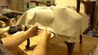 UPHOLSTERY  HOW TO CUT INTO FABRIC AROUND CHAIR LEGS [upl. by Atteinotna]