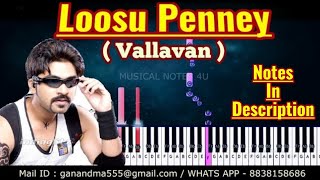 loosu penne piano notes  chords  Yuvan  Vallavan  Musical notes 4u [upl. by Aitnauq]