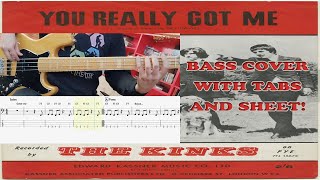 The Kinks  You Really Got Me BASS COVER In Standard Tuning with TABS and SHEET EASY VERSION [upl. by Clausen]