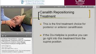 Vestibular Rehabilitation Canalith Repositioning Treatment BPPV [upl. by Iveel]