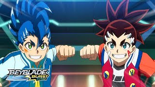 Hyuga and Lain vs Hikaru and Aiger  Beyblade Burst Surge  Disney XD [upl. by Mikal]