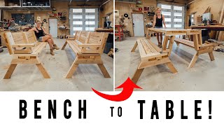 DIY Folding Bench  Turns Into a Table [upl. by Zamir]