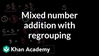 Mixed number addition with regrouping [upl. by Nnayt]