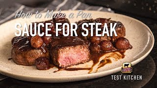 Pan Sauce for Steak  Red Wine Reduction Sauce Recipe [upl. by Ahtebat]