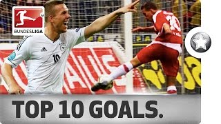 Lukas Podolski  Top 10 Goals – A Tribute to One of the Greats [upl. by Aitropal]