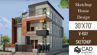 How to Design House in Sketchup  30x70 Complete Tutorial [upl. by Linzer]