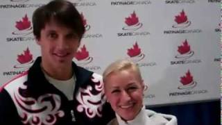 Tatiana Volosozhar and Maxim Trankov show us a few tricks SC 2011 [upl. by Erelia500]