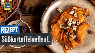 Süßkartoffelauflauf Rezept  Mit orientalischen Gewürzen und Feta [upl. by Roee]