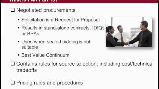 GSA Training Federal Acquisition Regulation FAR Subpart 84 vs Part 15 1 of 4 [upl. by Aleacim]