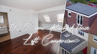 Loft Conversion UK Hip to Gable 1930s semidetached house loft conversion Loft conversion 1bedroom [upl. by Dougy]