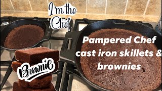 Pampered Chef Cast Iron Skillets amp baked brownies how to [upl. by Ahsel]