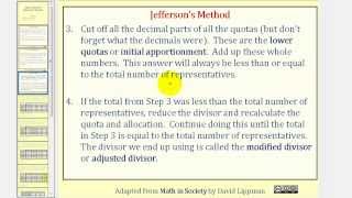 Apportionment Jeffersons Method [upl. by Aihsyla]