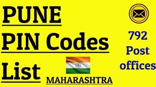 PUNE PIN Code s List  792 Post Offices  Maharashtra [upl. by Crista]